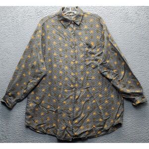 Anne Pinkerton Shirt Women 6 Multi Japan Dragon All Over Print Rayon Vented Back